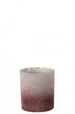 0621205 J-line T-Lichthouder Parels Glas Rood/Champagne Medium